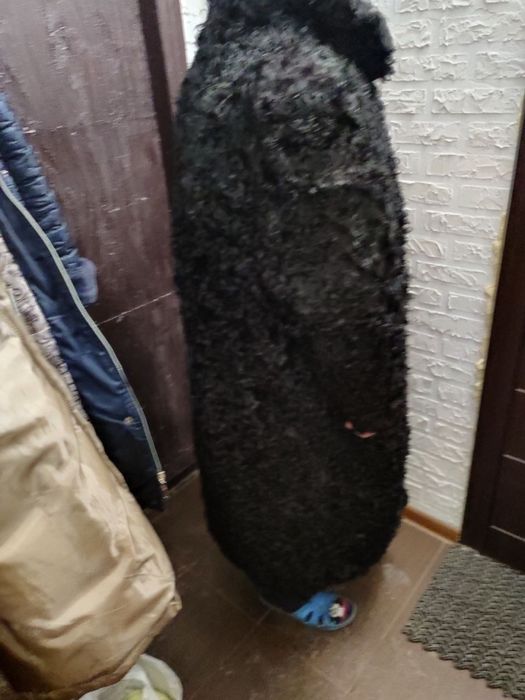 Шуба каракуль темного кольору