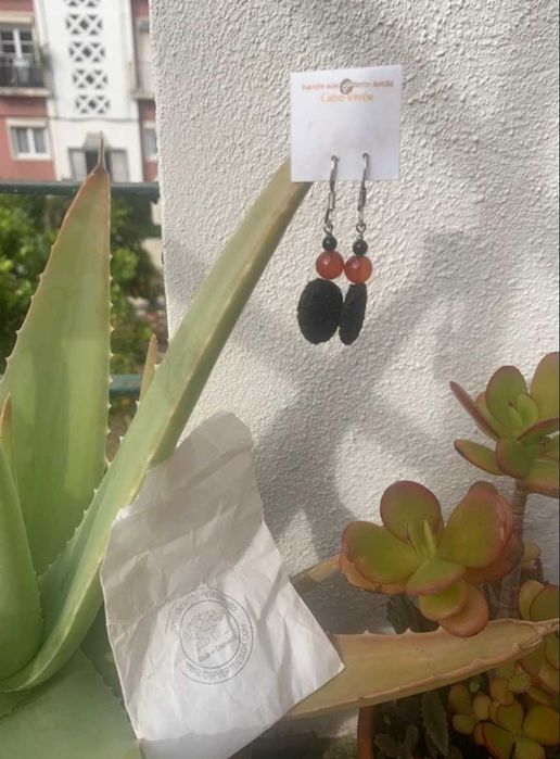 Brincos de pedra Artesanato Cabo Verde