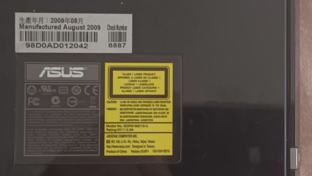 Leitor Dvd/Cd Asus SDRW-08D1S-U Lite