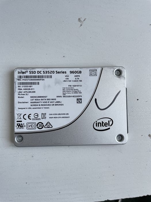 Intel ssd dc s3520 series 960gb