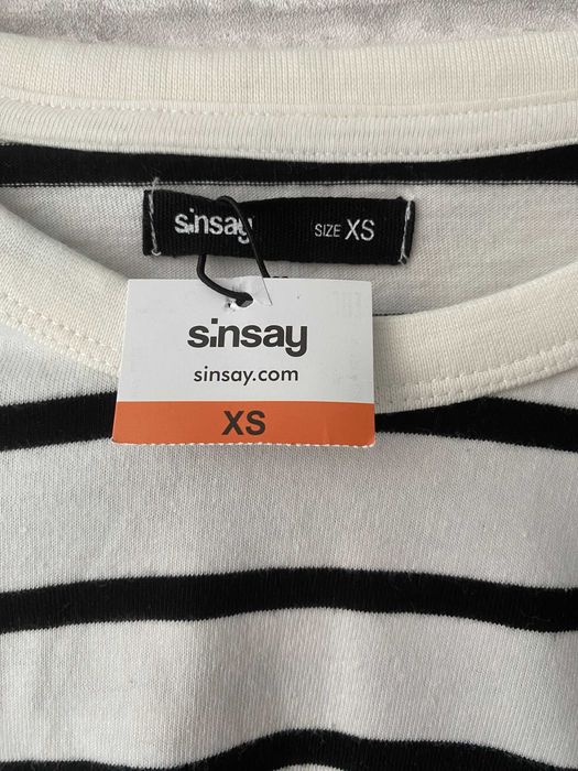 Bluzka Sinsay w biało-czarne paski XS