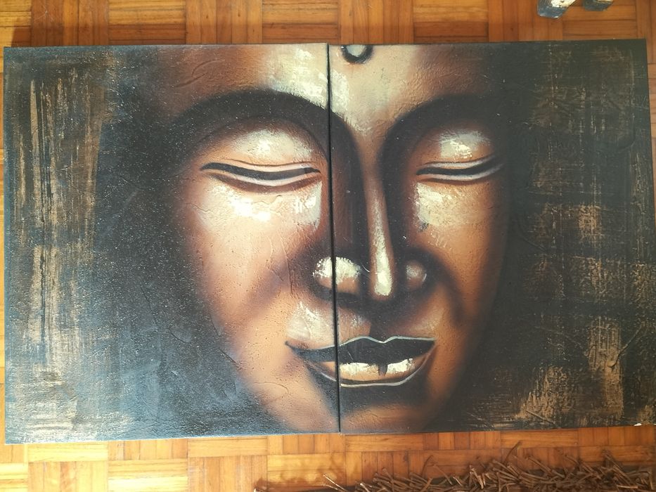 Conjunto  de 2 quadros de 50x60 cada de cara buda