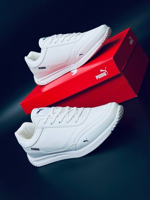 Класические белые кеды Puma/ кожаные белые кеды от Пума / не промокают