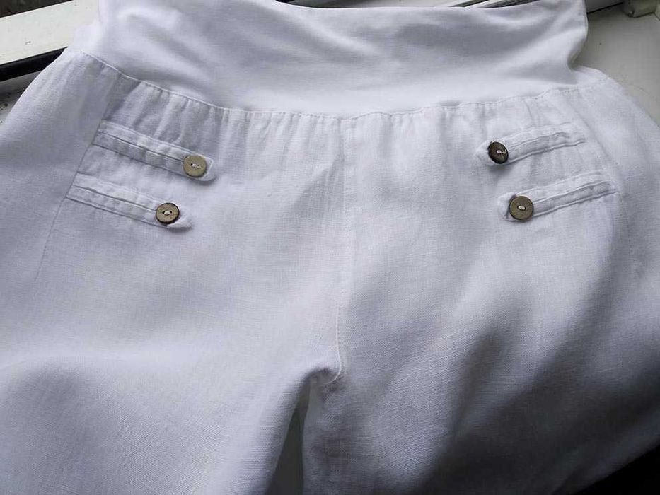 Штаны белые брюки бохо лен  48-50 XL лляні льон