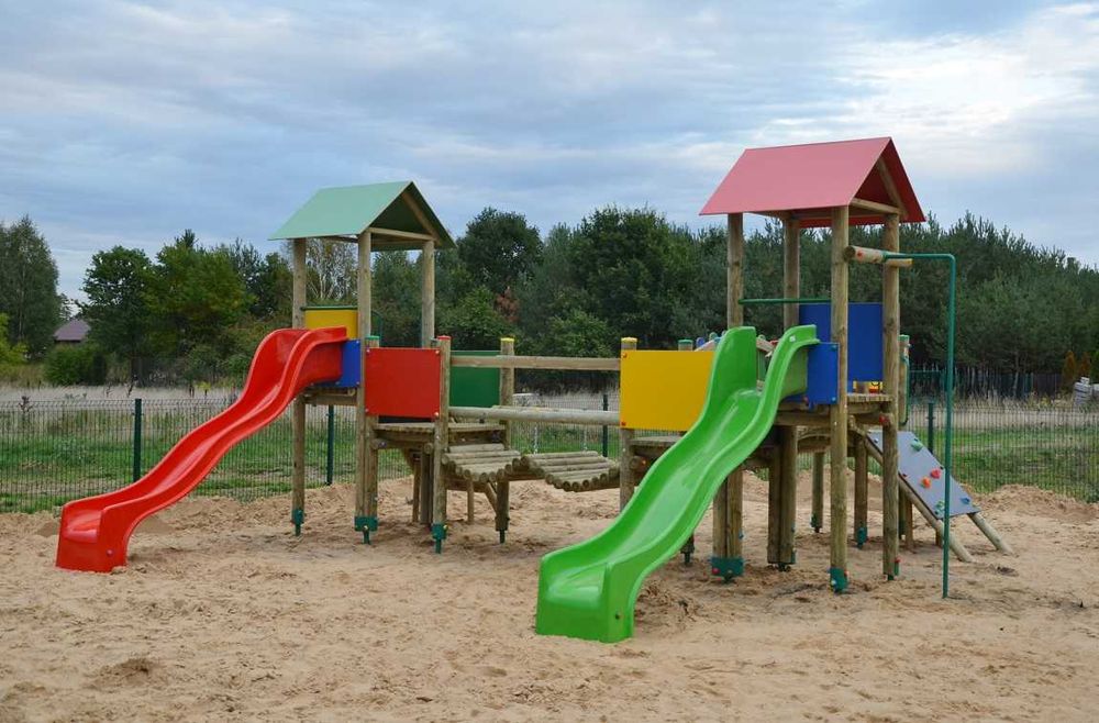 Plac Zabaw drewniany Dwie Wieże BZ 15-2 certyfikowany np na osiedle