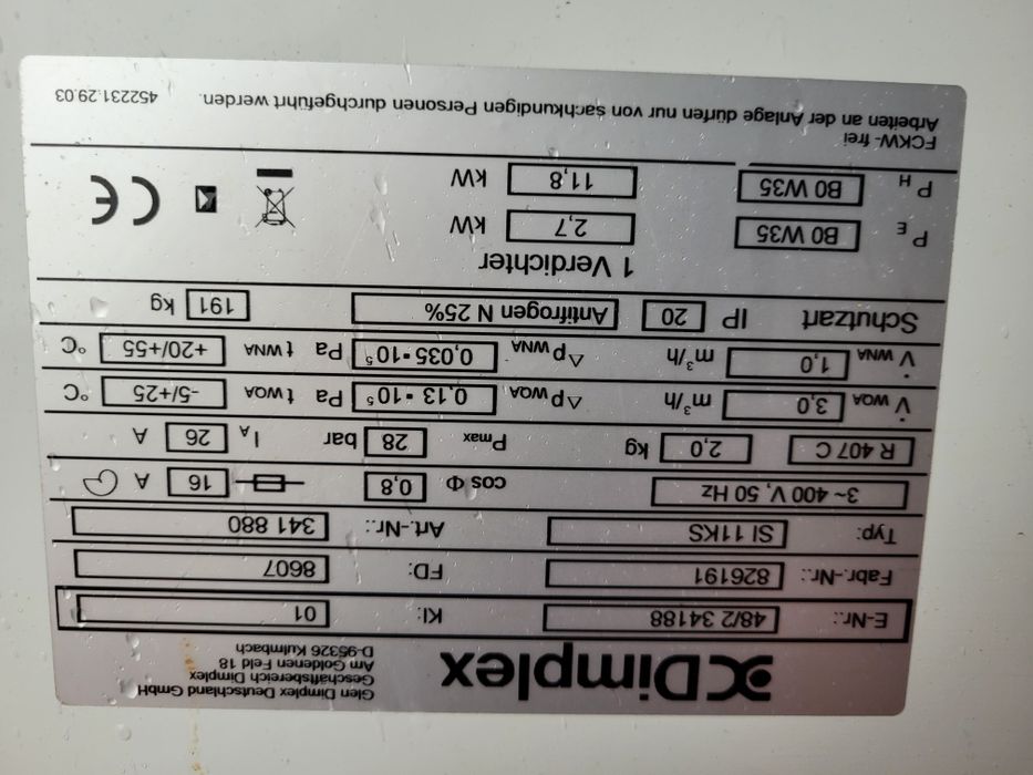 Pompa ciepła DIMPLEX 12 KW woda woda gruntowa