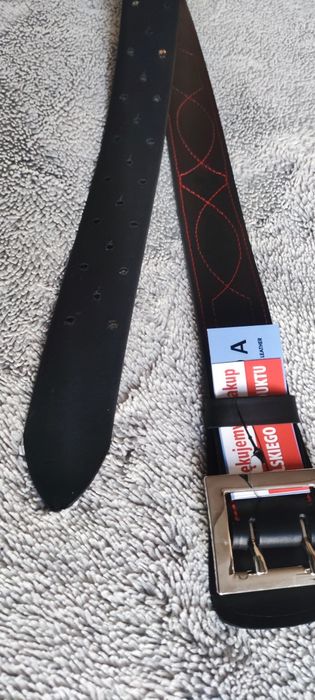 Piękny Pas Wojskowy Szyty Na Czerwono Skóra Naturalna Dł.135cm