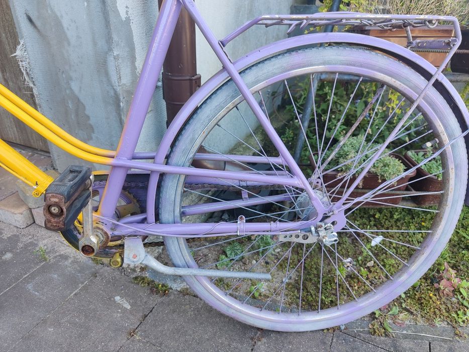Rower Damski fiolet-zółty miejski