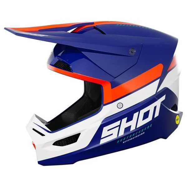 Kask motocyklowy cross quad atv enduro SHOT RACE IRON BLUE ORANGE GLOSSY roz. S