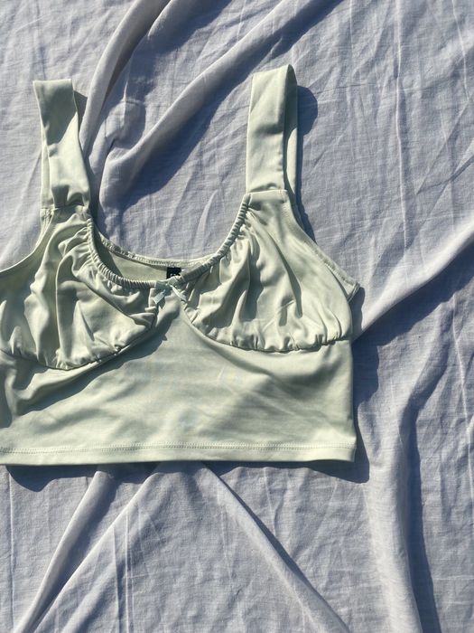 Jasny zielony crop top M 38 H&M coquette