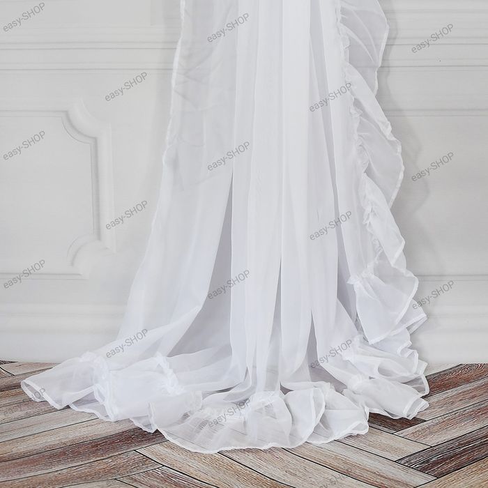 Piękna biała firana z falbanami 250x400