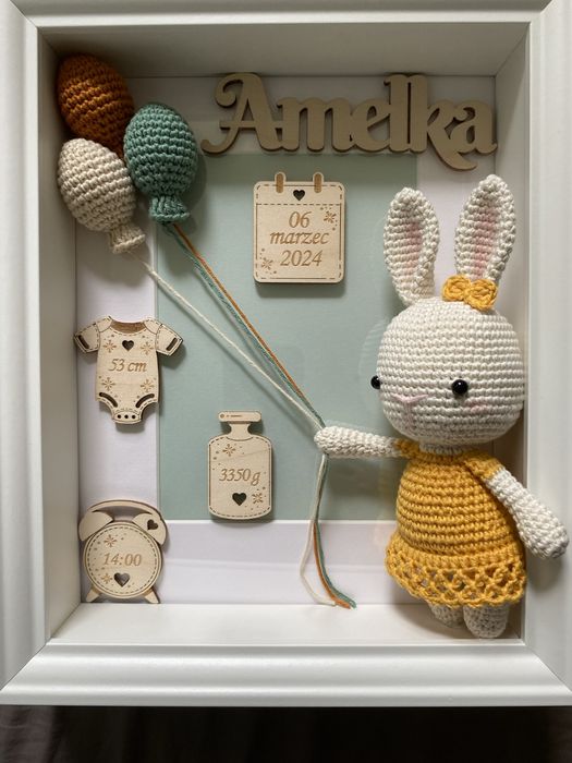 Metryczka ramka szydelko hand made