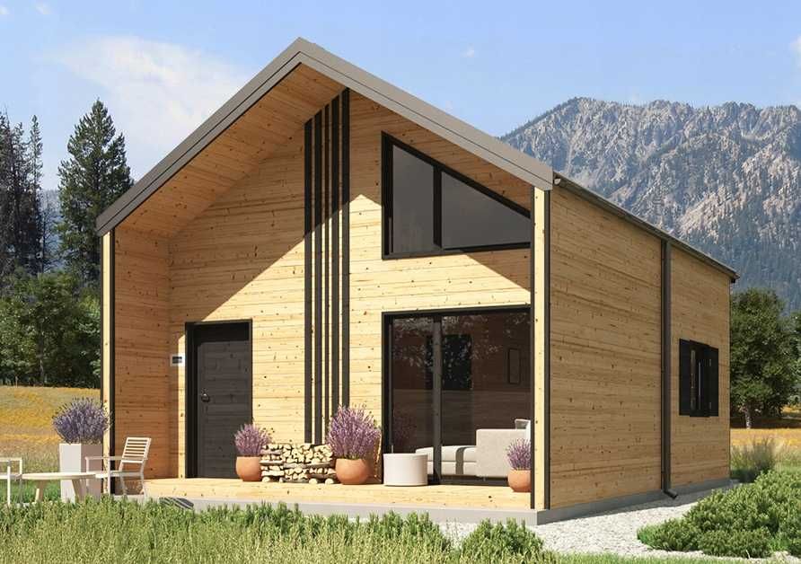 Drewniany domek całoroczny letniskowy 5m/8m 28mm-15mm