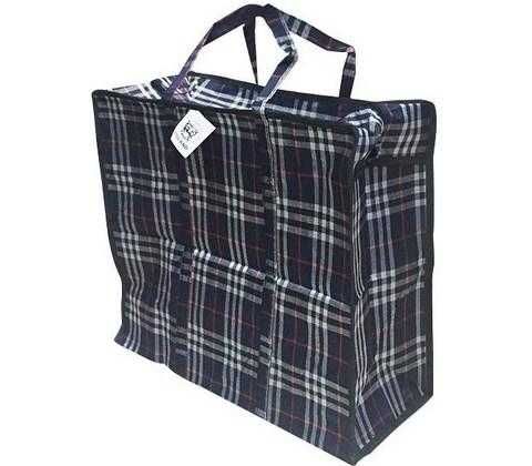 Большие хозяйственные сумки для переезда. Клетчатые. Черные прочные.