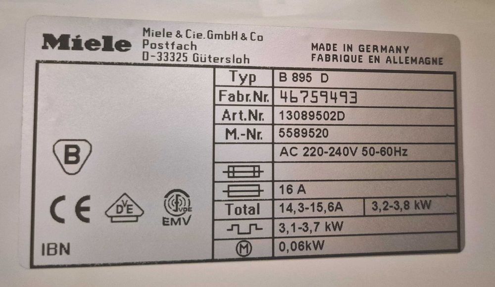 Miele B 895 D MAGIEL PAROWY stan jak nowy testowany gwarancja
