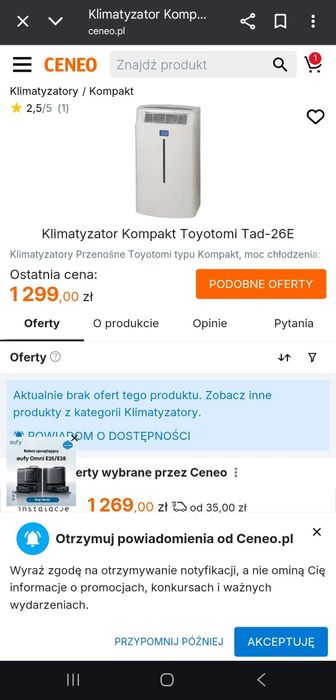 Klimatyzator Toyotomi 2,6kW z pilotem i długą rurą.  Poznań