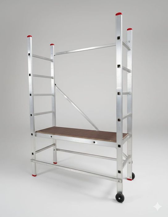 Andaime Profissional Dobrável 2m (Plataforma 0.9m) | Degrau Quadrado | Alumínio 6060 | L 1.345m x P 0.495m
