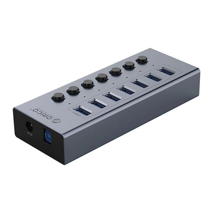 Hub Orico BT2U3-7AB 7x USB-A 3.0 z włącznikami - szary