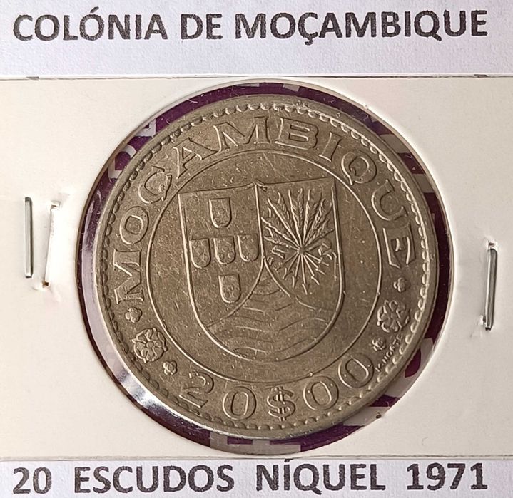 Moeda portuguesa de 20 escudos da ex colónia de Moçambique ( Níquel)