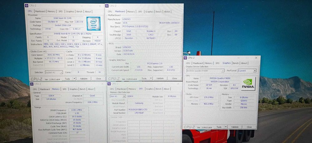 Lenovo P520 9ªG|Xeon-W2145-3.7G|32G|512G+500G|Nvidia-P4000-8G|Kit|5G