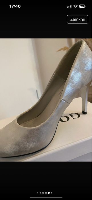 Szpilki srebrne skorzane 38