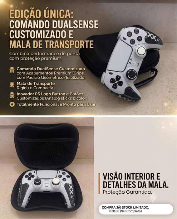 EDIÇÃO ÚNICA: Comando PS5 CUSTOMIZADO e mala de transporte