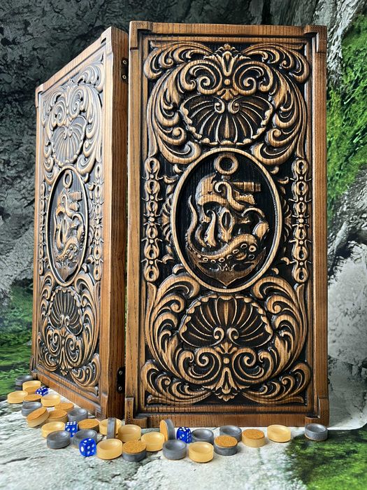 нарди нарды з дерева, пірати, морські, деві джонс, череп, роза вітрів