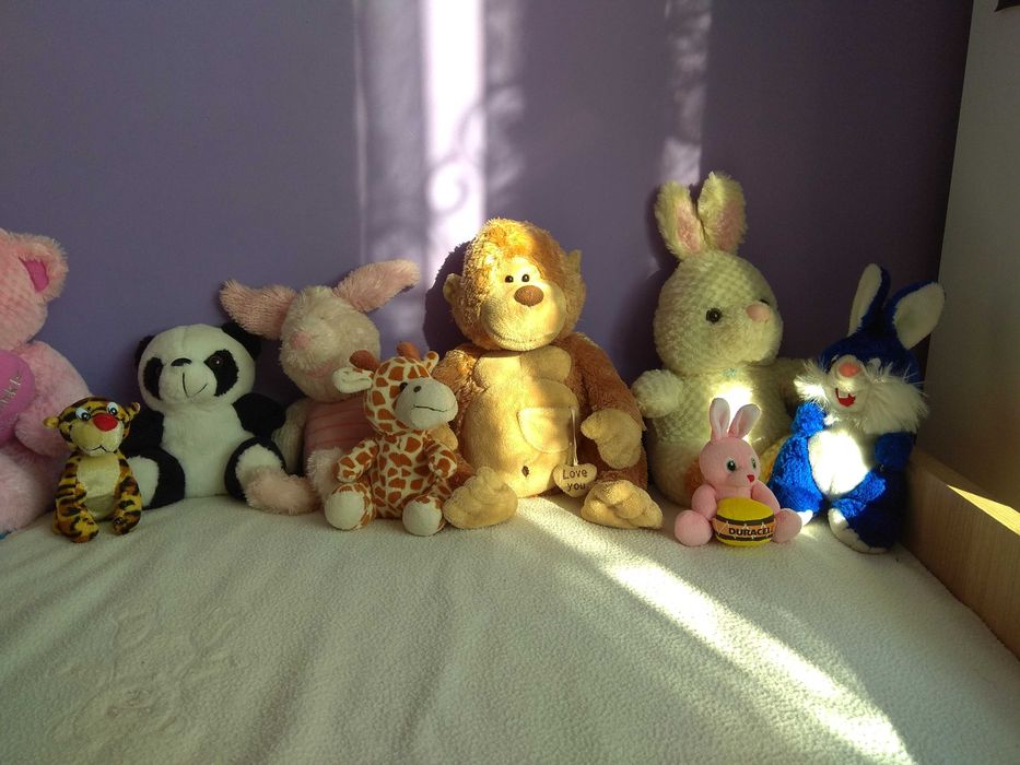 Maskotki 8szt. króliczki małpka prosiaczek panda tygrysek żyrafa