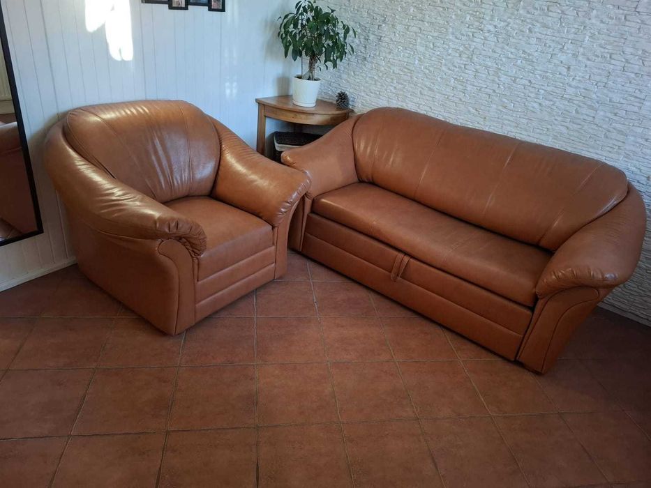 Sofa i fotel z ekoskóry