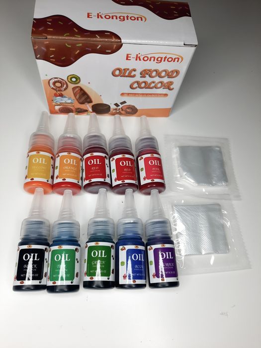 barwniki spożywcze olejowe 10 sztuk