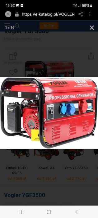 Agregat prądotwórczy 3500w 400v i 230v firmy znanej VOGLER