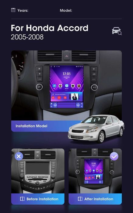 Radio android HONDA 7th Accord 2003/2007r Tesla bluetooth gps wifi