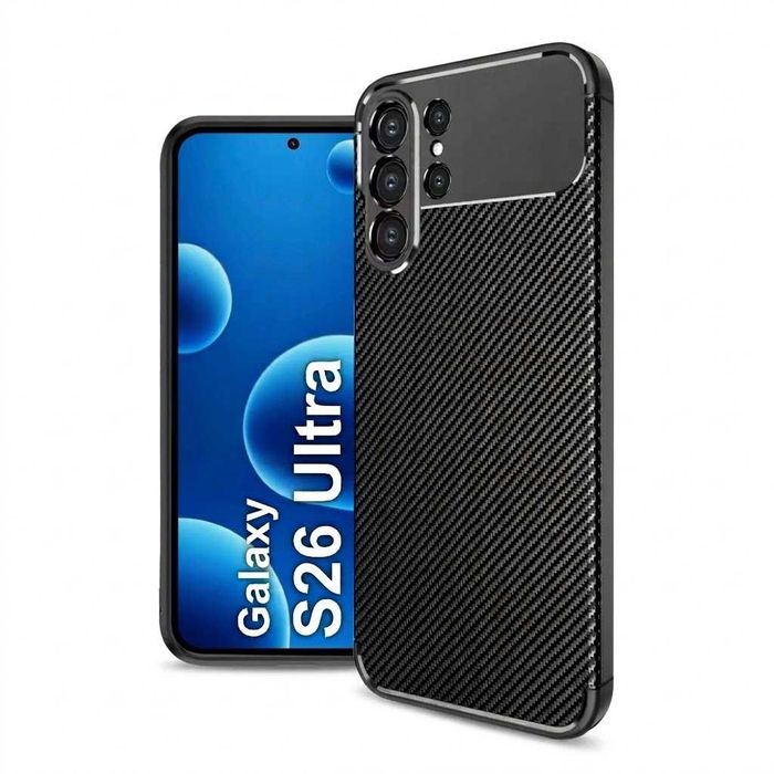 Carbon Case Premium - Etui Pancerne Samsung Galaxy S26 Ultra+ Szkło Hartowane 9H