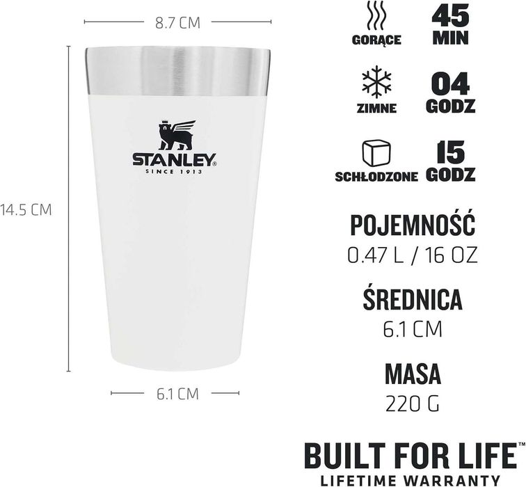 Kubek termiczny STAL NIERDZEWNA Stanley Adventure  470ml biały bez BPA
