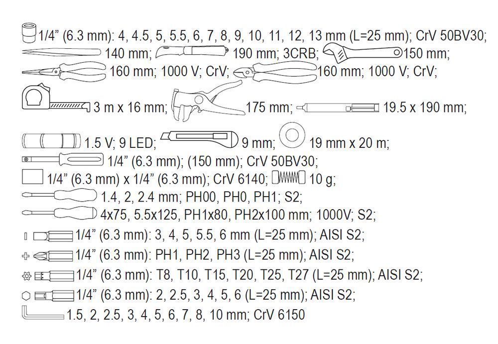 Zestaw Narzędzi Dla Elektryków 68 Części