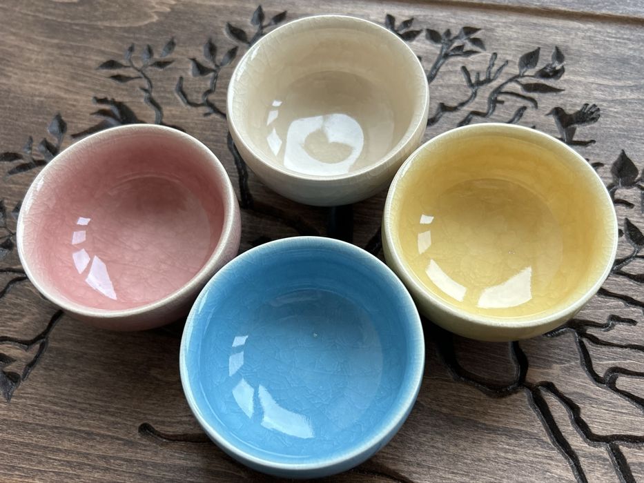 Набір піал з кераміки для Китайського чаю Пуеру 4 шт «Колотий лід»