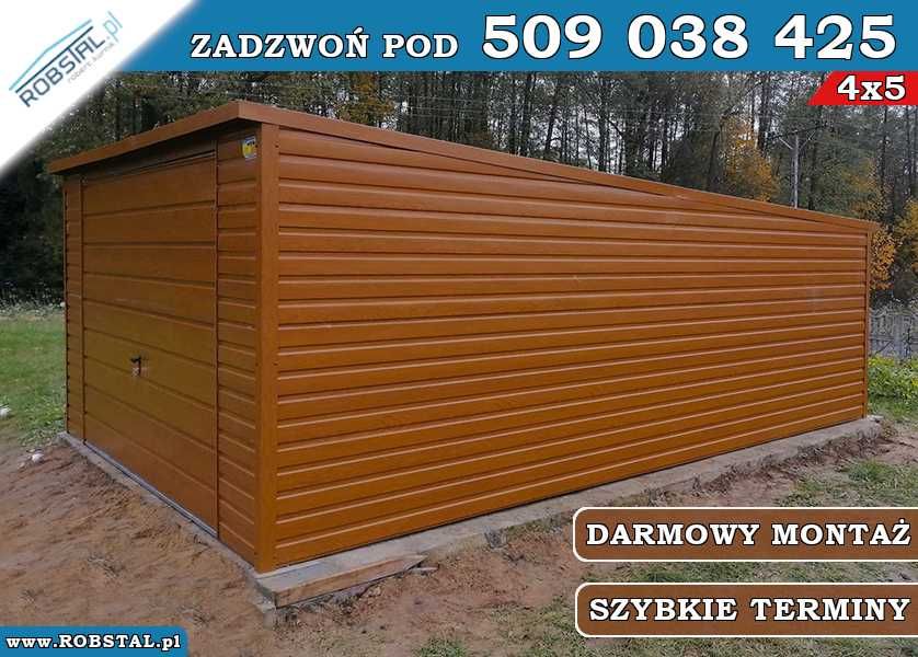 Garaż Blaszany 4x5m drewnopodobny