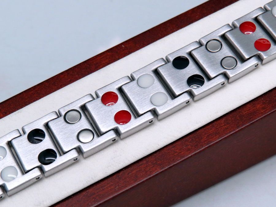 Srebrna ZDROWOTNA bransoleta męska MAGNETYCZNA DUŻA MOC ! Szeroka !