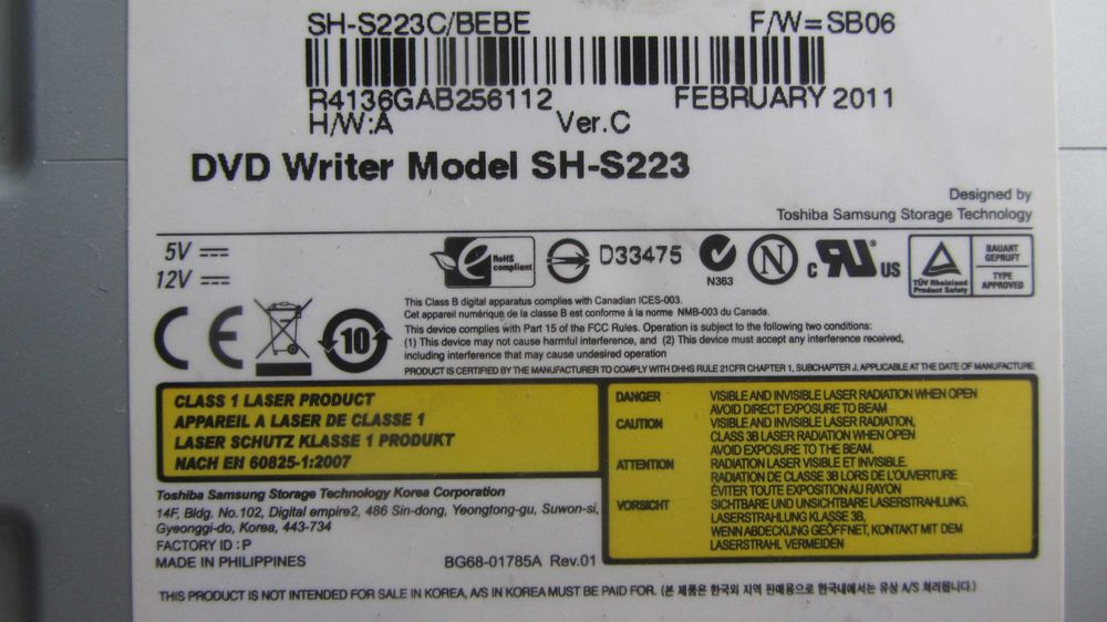 DVD Дисковод Samsung Super Writemaster SH-S223: 199 грн. - Комплектуючі ...