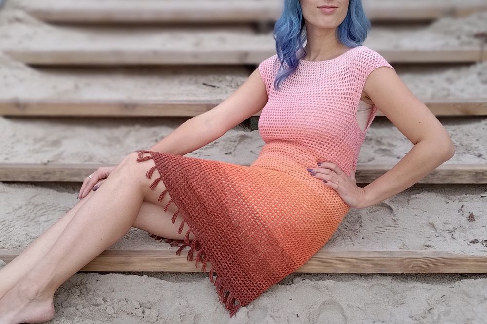 Szydełkowa letnia sukienka siateczka handmade