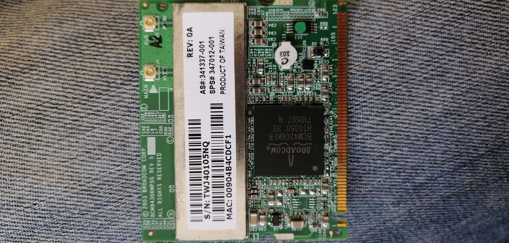 Placa WiFi Mini PCI
HP Broadcom 54g Maxperformance 802.11g