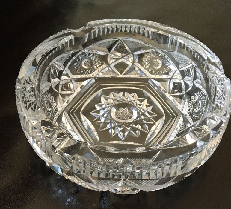 Szklana cukiernica popielniczka retro PRL