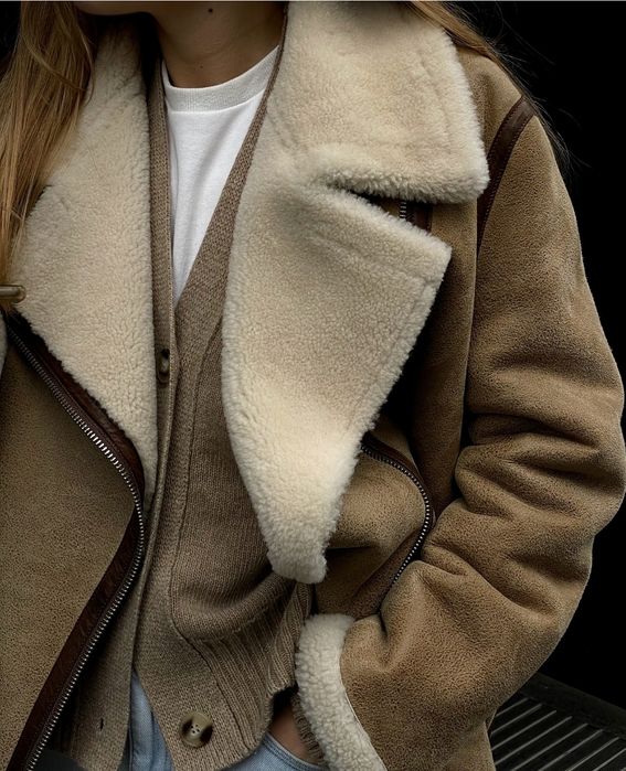 Теплая дубленка натуральный мех