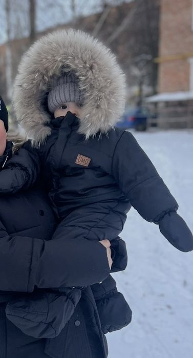 Зимовий комбінезон Омо 80  хутро преміум єнот з шапочками