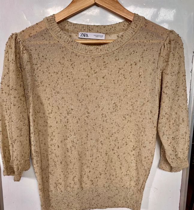Zara top, bluzka z metaliczną nicią NOWY rozmiar M