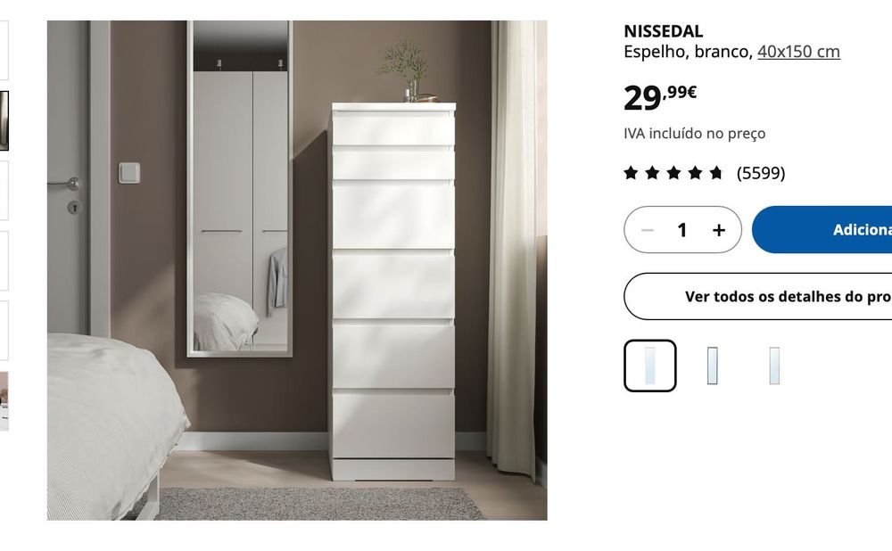 Espelho Ikea de 150x40