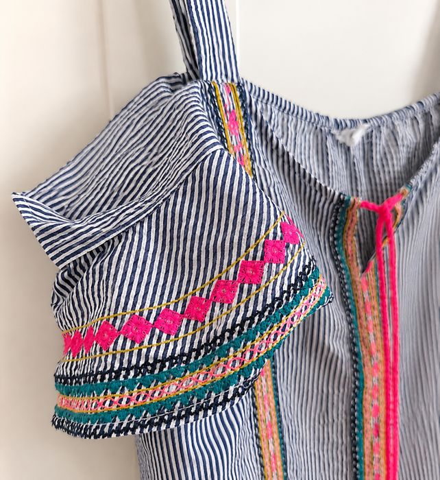 Bluzka hiszpanka boho hafty paski M
