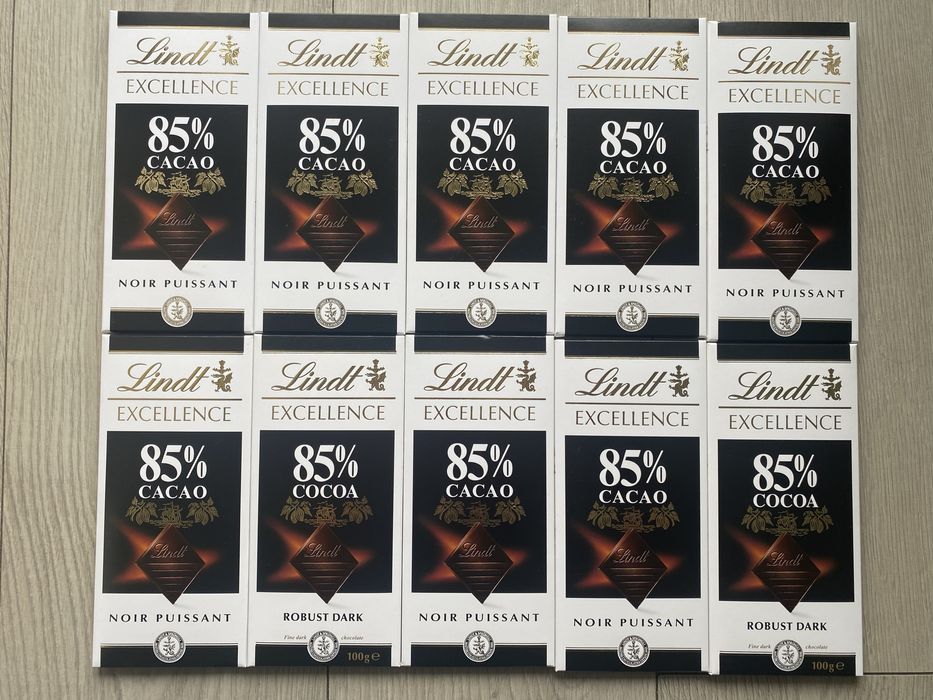10x Czekolada Gorzka - Lindt Excellence 85% kakao 100g.