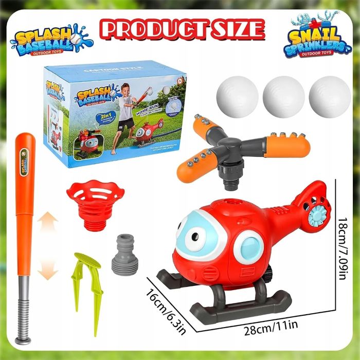 Wyrzutnia wodna zabawka dla dzieci 2w1 wielofunkcyjna zraszacz basebal