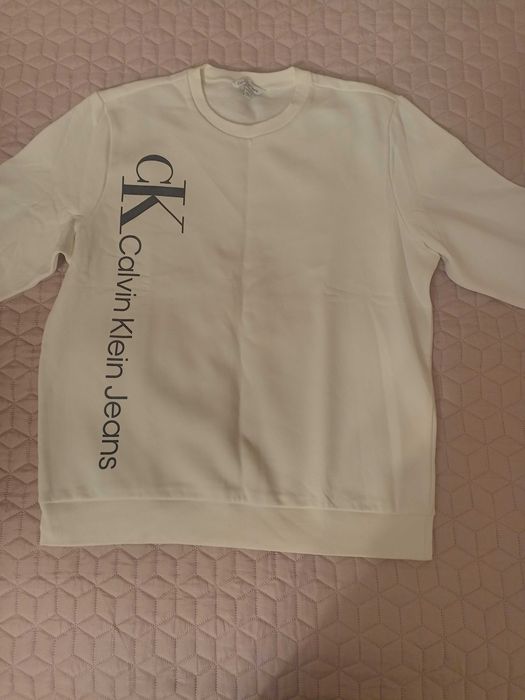 Bluza męska Calvin Klein Jeans, XL biała nowa, ocieplana